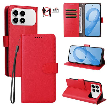 Litchi Texture RFID Blocking 3-Card Wallet Leather Phone Case, For Redmi Note 17 5G / 4G Global 169.7mm, For Redmi 17C 5G, For Redmi Note 17 Pro+ 5G Global 163.4mm, For Redmi 17 5G / 4G Global 170mm, For Redmi K90 Max 5G / K90 Ultra 5G, For Redmi 15a 5...