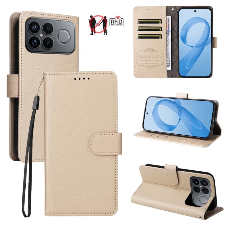 Litchi Texture RFID Blocking 3-Card Wallet Leather Phone Case, For Redmi Note 17 5G / 4G Global 169.7mm, For Redmi 17C 5G, For Redmi Note 17 Pro+ 5G Global 163.4mm, For Redmi 17 5G / 4G Global 170mm, For Redmi K90 Max 5G / K90 Ultra 5G, For Redmi 15a 5...