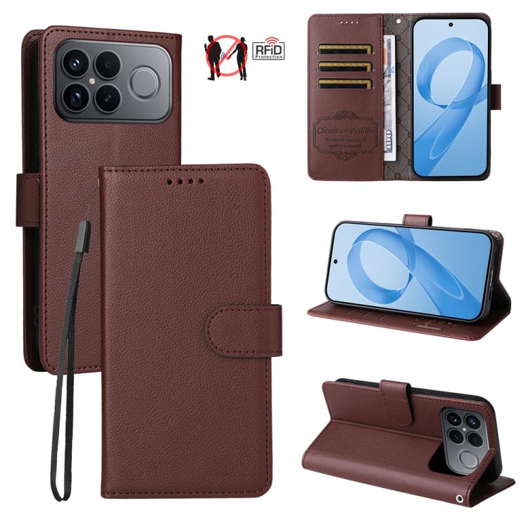 Litchi Texture RFID Blocking 3-Card Wallet Leather Phone Case, For Redmi Note 17 5G / 4G Global 169.7mm, For Redmi 17C 5G, For Redmi Note 17 Pro+ 5G Global 163.4mm, For Redmi 17 5G / 4G Global 170mm, For Redmi K90 Max 5G / K90 Ultra 5G, For Redmi 15a 5...