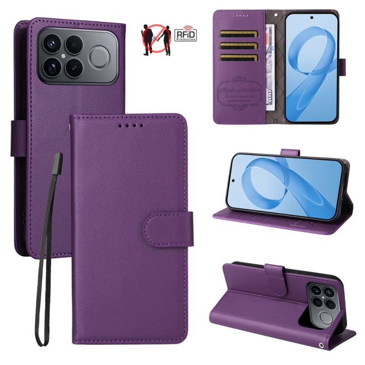 Litchi Texture RFID Blocking 3-Card Wallet Leather Phone Case, For Redmi Note 17 5G / 4G Global 169.7mm, For Redmi 17C 5G, For Redmi Note 17 Pro+ 5G Global 163.4mm, For Redmi 17 5G / 4G Global 170mm, For Redmi K90 Max 5G / K90 Ultra 5G, For Redmi 15a 5...