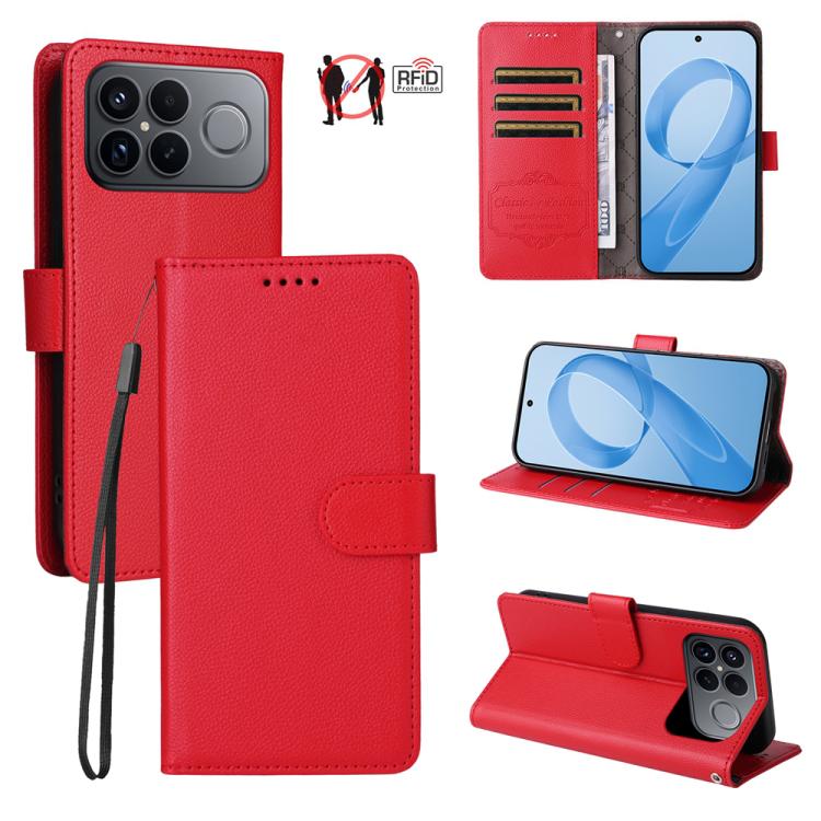 Litchi Texture RFID Blocking 3-Card Wallet Leather Phone Case, For Redmi Note 17 5G / 4G Global 169.7mm, For Redmi 17C 5G, For Redmi Note 17 Pro+ 5G Global 163.4mm, For Redmi 17 5G / 4G Global 170mm, For Redmi K90 Max 5G / K90 Ultra 5G, For Redmi 15a 5...