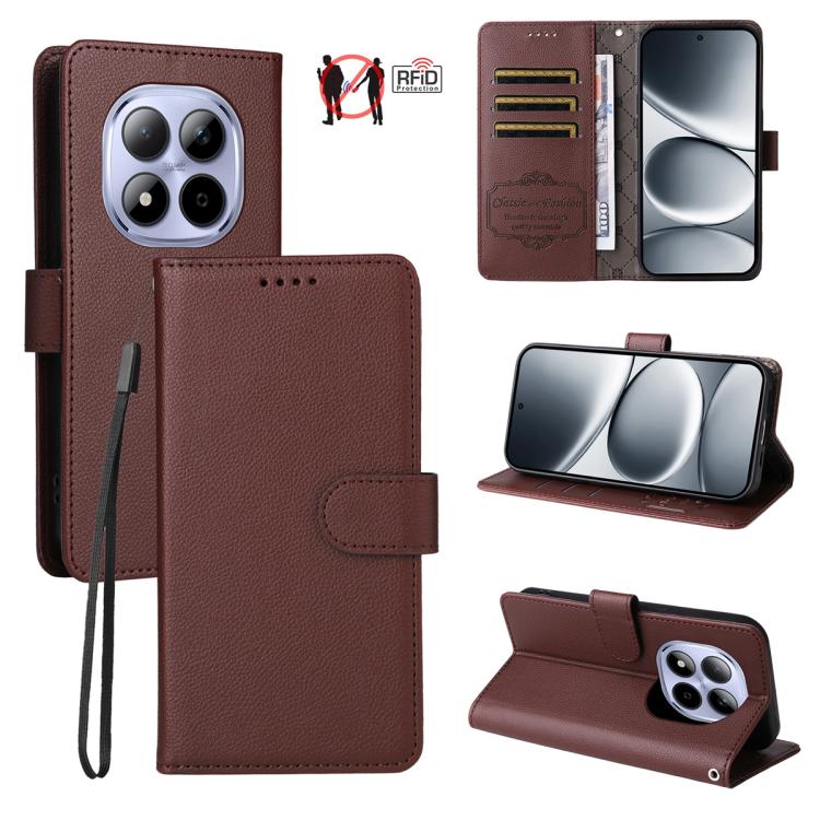 Litchi Texture RFID Blocking 3-Card Wallet Leather Phone Case, For Redmi Note 17 5G / 4G Global 169.7mm, For Redmi 17C 5G, For Redmi Note 17 Pro+ 5G Global 163.4mm, For Redmi 17 5G / 4G Global 170mm, For Redmi K90 Max 5G / K90 Ultra 5G, For Redmi 15a 5...