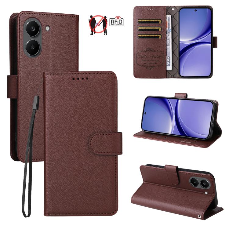 Litchi Texture RFID Blocking 3-Card Wallet Leather Phone Case, For Redmi Note 17 5G / 4G Global 169.7mm, For Redmi 17C 5G, For Redmi Note 17 Pro+ 5G Global 163.4mm, For Redmi 17 5G / 4G Global 170mm, For Redmi K90 Max 5G / K90 Ultra 5G, For Redmi 15a 5...