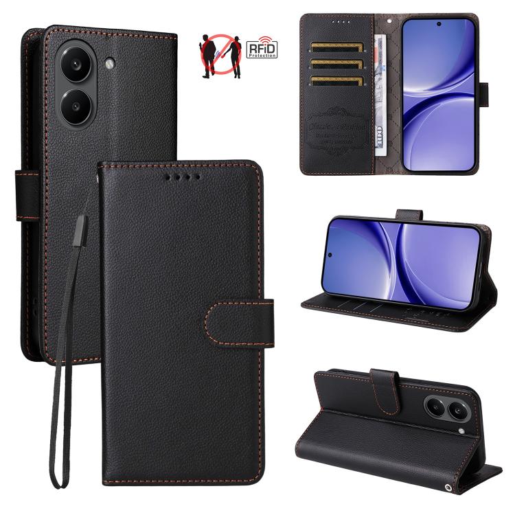Litchi Texture RFID Blocking 3-Card Wallet Leather Phone Case, For Redmi Note 17 5G / 4G Global 169.7mm, For Redmi 17C 5G, For Redmi Note 17 Pro+ 5G Global 163.4mm, For Redmi 17 5G / 4G Global 170mm, For Redmi K90 Max 5G / K90 Ultra 5G, For Redmi 15a 5...