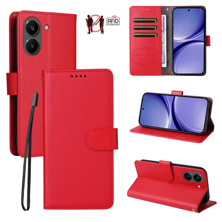 Litchi Texture RFID Blocking 3-Card Wallet Leather Phone Case, For Redmi Note 17 5G / 4G Global 169.7mm, For Redmi 17C 5G, For Redmi Note 17 Pro+ 5G Global 163.4mm, For Redmi 17 5G / 4G Global 170mm, For Redmi K90 Max 5G / K90 Ultra 5G, For Redmi 15a 5...