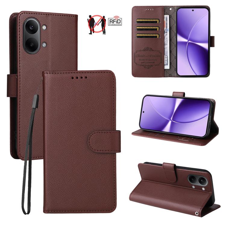 Litchi Texture RFID Blocking 3-Card Wallet Leather Phone Case, For Redmi Note 17 5G / 4G Global 169.7mm, For Redmi 17C 5G, For Redmi Note 17 Pro+ 5G Global 163.4mm, For Redmi 17 5G / 4G Global 170mm, For Redmi K90 Max 5G / K90 Ultra 5G, For Redmi 15a 5...