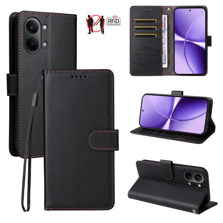 Litchi Texture RFID Blocking 3-Card Wallet Leather Phone Case, For Redmi Note 17 5G / 4G Global 169.7mm, For Redmi 17C 5G, For Redmi Note 17 Pro+ 5G Global 163.4mm, For Redmi 17 5G / 4G Global 170mm, For Redmi K90 Max 5G / K90 Ultra 5G, For Redmi 15a 5...