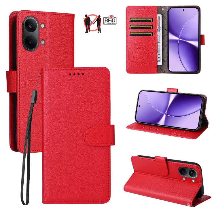 Litchi Texture RFID Blocking 3-Card Wallet Leather Phone Case, For Redmi Note 17 5G / 4G Global 169.7mm, For Redmi 17C 5G, For Redmi Note 17 Pro+ 5G Global 163.4mm, For Redmi 17 5G / 4G Global 170mm, For Redmi K90 Max 5G / K90 Ultra 5G, For Redmi 15a 5...