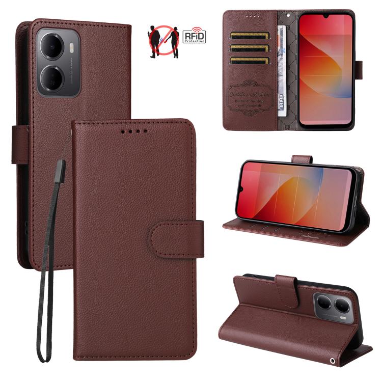 Litchi Texture RFID Blocking 3-Card Wallet Leather Phone Case, For Redmi Note 17 5G / 4G Global 169.7mm, For Redmi 17C 5G, For Redmi Note 17 Pro+ 5G Global 163.4mm, For Redmi 17 5G / 4G Global 170mm, For Redmi K90 Max 5G / K90 Ultra 5G, For Redmi 15a 5...