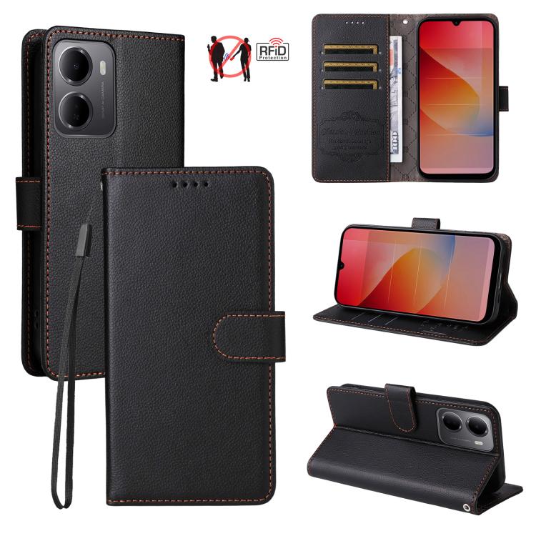 Litchi Texture RFID Blocking 3-Card Wallet Leather Phone Case, For Redmi Note 17 5G / 4G Global 169.7mm, For Redmi 17C 5G, For Redmi Note 17 Pro+ 5G Global 163.4mm, For Redmi 17 5G / 4G Global 170mm, For Redmi K90 Max 5G / K90 Ultra 5G, For Redmi 15a 5...