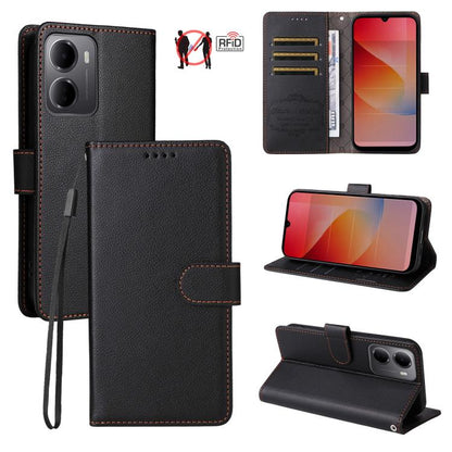 Litchi Texture RFID Blocking 3-Card Wallet Leather Phone Case, For Redmi Note 17 5G / 4G Global 169.7mm, For Redmi 17C 5G, For Redmi Note 17 Pro+ 5G Global 163.4mm, For Redmi 17 5G / 4G Global 170mm, For Redmi K90 Max 5G / K90 Ultra 5G, For Redmi 15a 5...