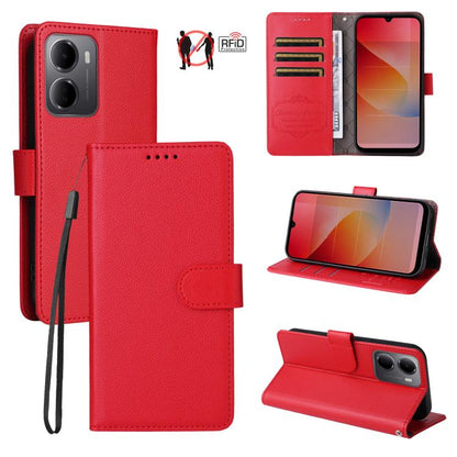 Litchi Texture RFID Blocking 3-Card Wallet Leather Phone Case, For Redmi Note 17 5G / 4G Global 169.7mm, For Redmi 17C 5G, For Redmi Note 17 Pro+ 5G Global 163.4mm, For Redmi 17 5G / 4G Global 170mm, For Redmi K90 Max 5G / K90 Ultra 5G, For Redmi 15a 5...