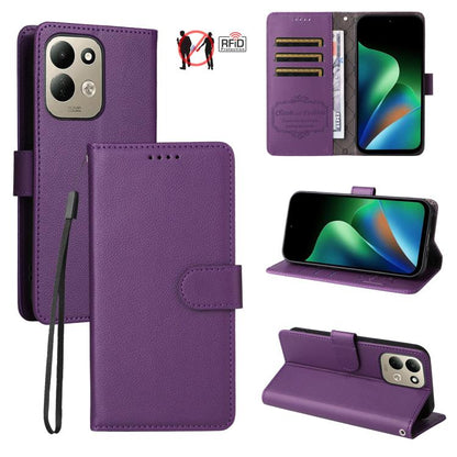 Litchi Texture RFID Blocking 3-Card Wallet Leather Phone Case, For Redmi Note 17 5G / 4G Global 169.7mm, For Redmi 17C 5G, For Redmi Note 17 Pro+ 5G Global 163.4mm, For Redmi 17 5G / 4G Global 170mm, For Redmi K90 Max 5G / K90 Ultra 5G, For Redmi 15a 5...
