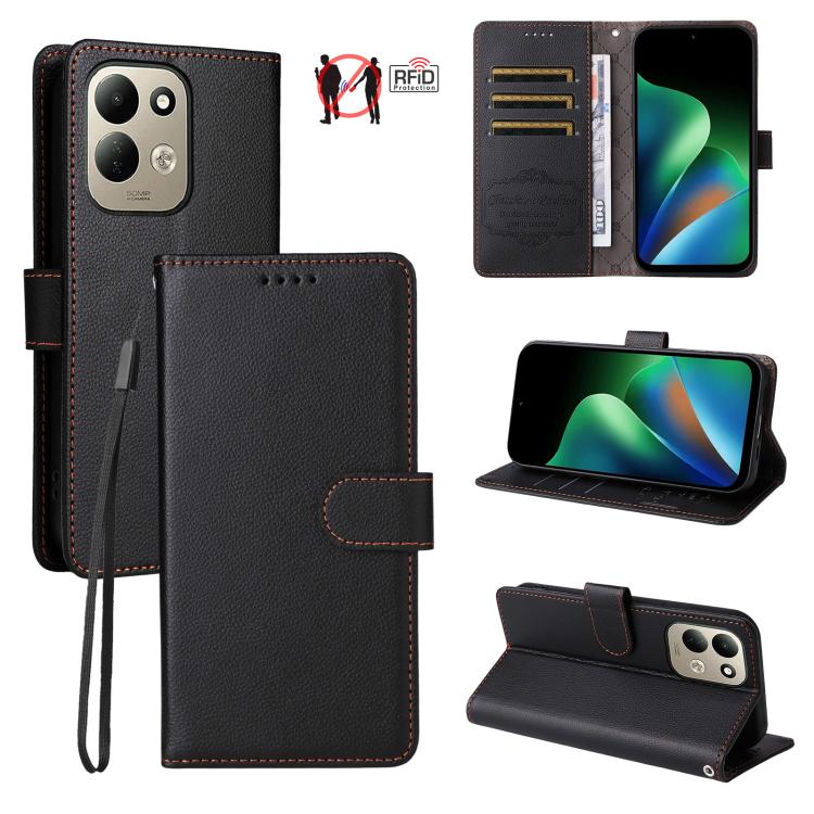 Litchi Texture RFID Blocking 3-Card Wallet Leather Phone Case, For Redmi Note 17 5G / 4G Global 169.7mm, For Redmi 17C 5G, For Redmi Note 17 Pro+ 5G Global 163.4mm, For Redmi 17 5G / 4G Global 170mm, For Redmi K90 Max 5G / K90 Ultra 5G, For Redmi 15a 5...