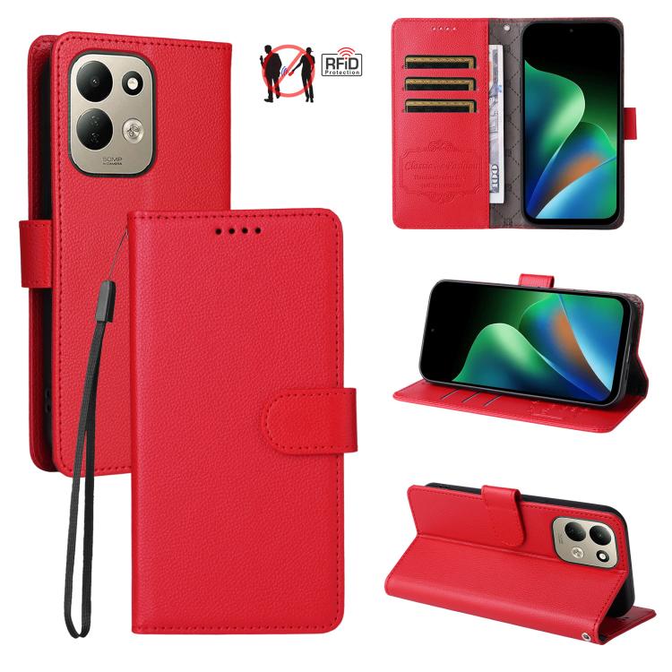 Litchi Texture RFID Blocking 3-Card Wallet Leather Phone Case, For Redmi Note 17 5G / 4G Global 169.7mm, For Redmi 17C 5G, For Redmi Note 17 Pro+ 5G Global 163.4mm, For Redmi 17 5G / 4G Global 170mm, For Redmi K90 Max 5G / K90 Ultra 5G, For Redmi 15a 5...