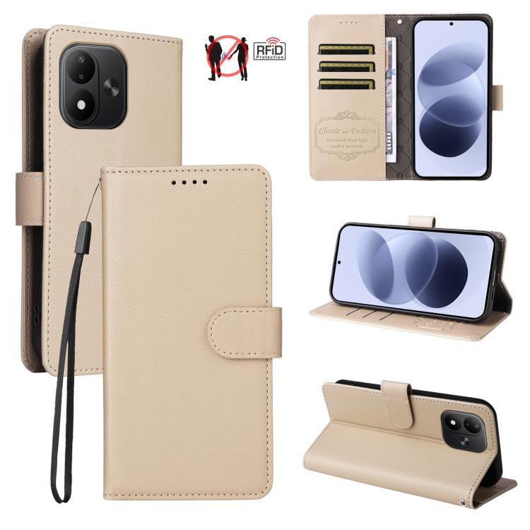 Litchi Texture RFID Blocking 3-Card Wallet Leather Phone Case, For Redmi Note 17 5G / 4G Global 169.7mm, For Redmi 17C 5G, For Redmi Note 17 Pro+ 5G Global 163.4mm, For Redmi 17 5G / 4G Global 170mm, For Redmi K90 Max 5G / K90 Ultra 5G, For Redmi 15a 5...
