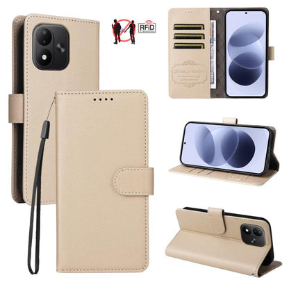 Litchi Texture RFID Blocking 3-Card Wallet Leather Phone Case, For Redmi Note 17 5G / 4G Global 169.7mm, For Redmi 17C 5G, For Redmi Note 17 Pro+ 5G Global 163.4mm, For Redmi 17 5G / 4G Global 170mm, For Redmi K90 Max 5G / K90 Ultra 5G, For Redmi 15a 5...