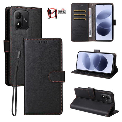 Litchi Texture RFID Blocking 3-Card Wallet Leather Phone Case, For Redmi Note 17 5G / 4G Global 169.7mm, For Redmi 17C 5G, For Redmi Note 17 Pro+ 5G Global 163.4mm, For Redmi 17 5G / 4G Global 170mm, For Redmi K90 Max 5G / K90 Ultra 5G, For Redmi 15a 5...