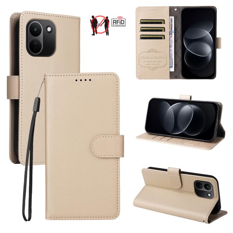 Litchi Texture RFID Blocking 3-Card Wallet Leather Phone Case, For Redmi Note 17 5G / 4G Global 169.7mm, For Redmi 17C 5G, For Redmi Note 17 Pro+ 5G Global 163.4mm, For Redmi 17 5G / 4G Global 170mm, For Redmi K90 Max 5G / K90 Ultra 5G, For Redmi 15a 5...