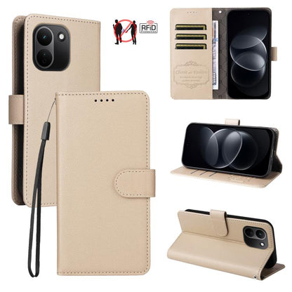 Litchi Texture RFID Blocking 3-Card Wallet Leather Phone Case, For Redmi Note 17 5G / 4G Global 169.7mm, For Redmi 17C 5G, For Redmi Note 17 Pro+ 5G Global 163.4mm, For Redmi 17 5G / 4G Global 170mm, For Redmi K90 Max 5G / K90 Ultra 5G, For Redmi 15a 5...