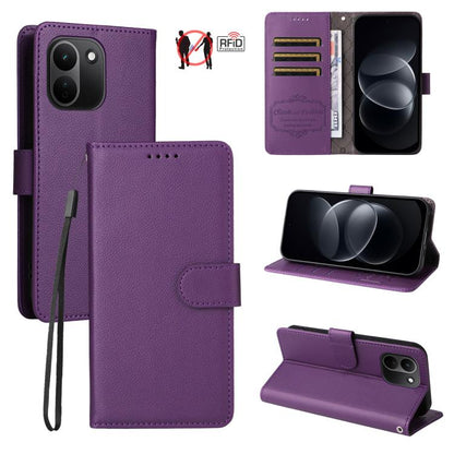Litchi Texture RFID Blocking 3-Card Wallet Leather Phone Case, For Redmi Note 17 5G / 4G Global 169.7mm, For Redmi 17C 5G, For Redmi Note 17 Pro+ 5G Global 163.4mm, For Redmi 17 5G / 4G Global 170mm, For Redmi K90 Max 5G / K90 Ultra 5G, For Redmi 15a 5...