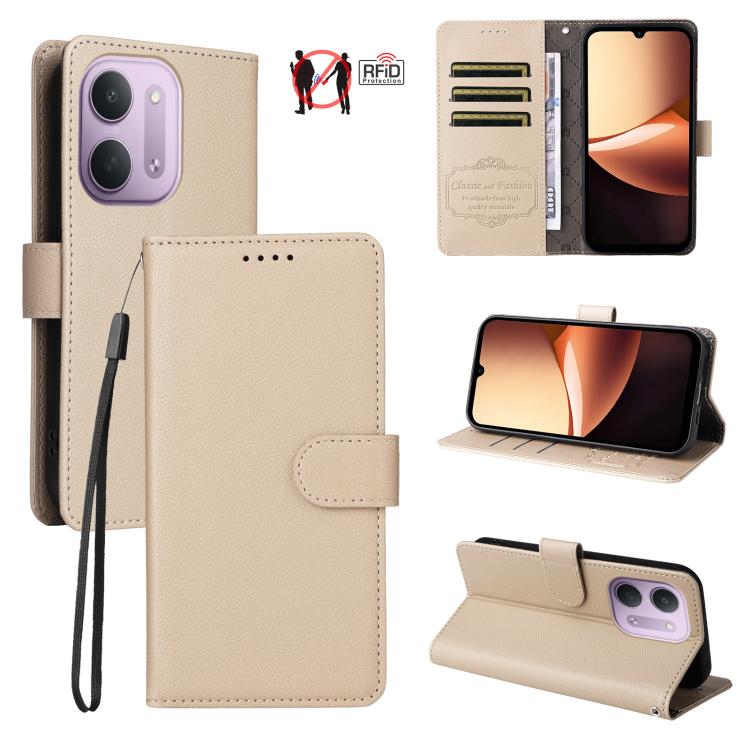 Litchi Texture RFID Blocking 3-Card Wallet Leather Phone Case, For Redmi Note 17 5G / 4G Global 169.7mm, For Redmi 17C 5G, For Redmi Note 17 Pro+ 5G Global 163.4mm, For Redmi 17 5G / 4G Global 170mm, For Redmi K90 Max 5G / K90 Ultra 5G, For Redmi 15a 5...
