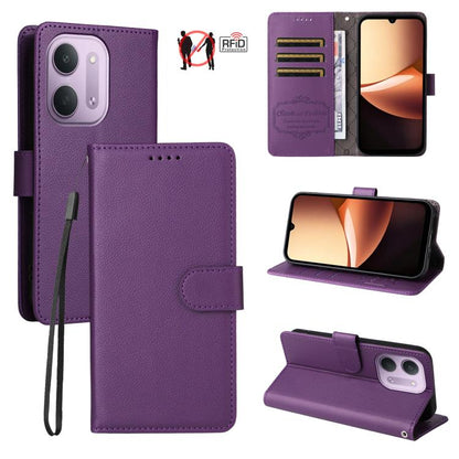 Litchi Texture RFID Blocking 3-Card Wallet Leather Phone Case, For Redmi Note 17 5G / 4G Global 169.7mm, For Redmi 17C 5G, For Redmi Note 17 Pro+ 5G Global 163.4mm, For Redmi 17 5G / 4G Global 170mm, For Redmi K90 Max 5G / K90 Ultra 5G, For Redmi 15a 5...
