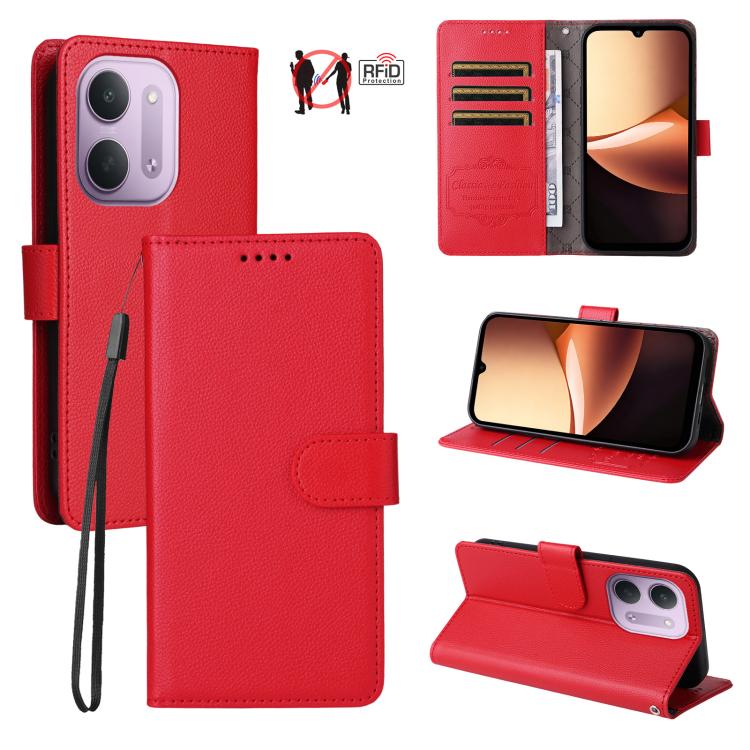 Litchi Texture RFID Blocking 3-Card Wallet Leather Phone Case, For Redmi Note 17 5G / 4G Global 169.7mm, For Redmi 17C 5G, For Redmi Note 17 Pro+ 5G Global 163.4mm, For Redmi 17 5G / 4G Global 170mm, For Redmi K90 Max 5G / K90 Ultra 5G, For Redmi 15a 5...