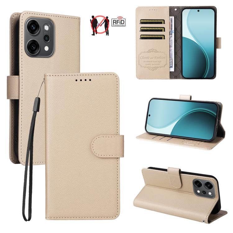 Litchi Texture RFID Blocking 3-Card Wallet Leather Phone Case, For OPPO A7 Pro Max 5G, For OPPO F33 Pro 5G, For OPPO Reno15 F 5G, For OPPO Reno15 5G Global / Reno 15c 5G, For OPPO A6 4G / 5G / A6x 5G Global, For OPPO Find X9                            ...