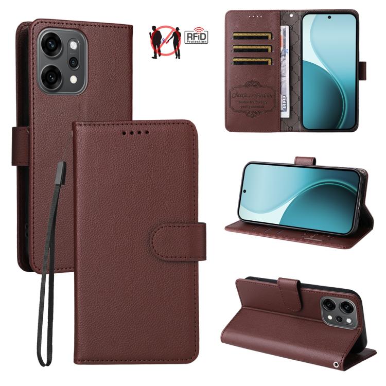 Litchi Texture RFID Blocking 3-Card Wallet Leather Phone Case, For OPPO A7 Pro Max 5G, For OPPO F33 Pro 5G, For OPPO Reno15 F 5G, For OPPO Reno15 5G Global / Reno 15c 5G, For OPPO A6 4G / 5G / A6x 5G Global, For OPPO Find X9                            ...