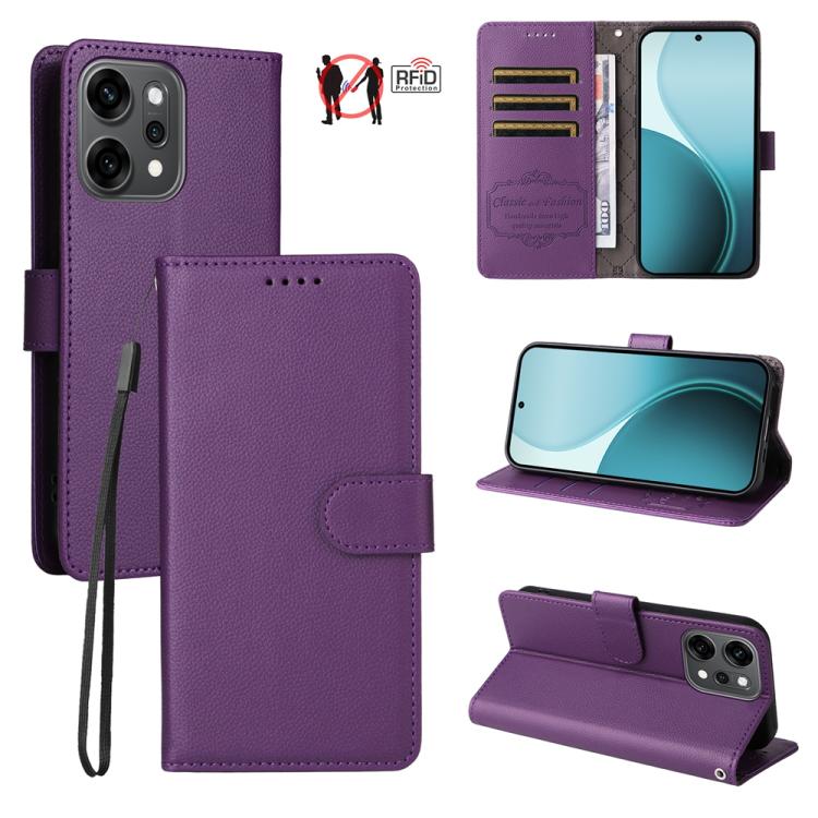 Litchi Texture RFID Blocking 3-Card Wallet Leather Phone Case, For OPPO A7 Pro Max 5G, For OPPO F33 Pro 5G, For OPPO Reno15 F 5G, For OPPO Reno15 5G Global / Reno 15c 5G, For OPPO A6 4G / 5G / A6x 5G Global, For OPPO Find X9                            ...
