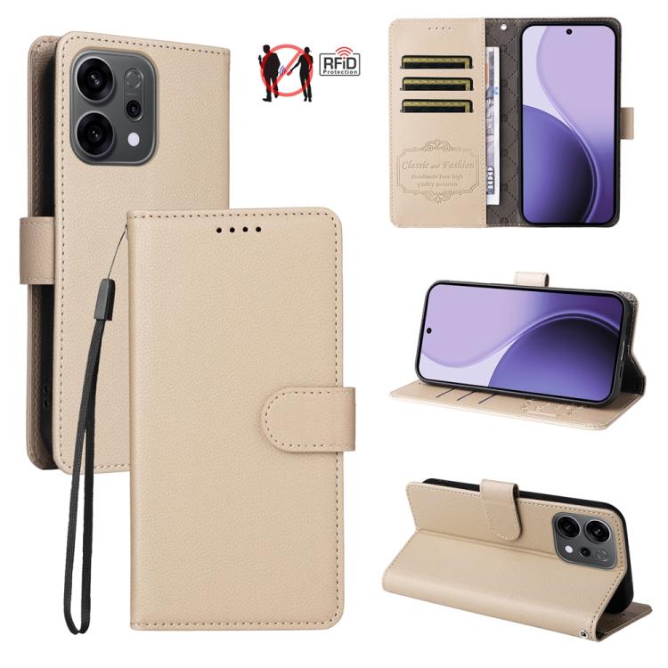 Litchi Texture RFID Blocking 3-Card Wallet Leather Phone Case, For OPPO A7 Pro Max 5G, For OPPO F33 Pro 5G, For OPPO Reno15 F 5G, For OPPO Reno15 5G Global / Reno 15c 5G, For OPPO A6 4G / 5G / A6x 5G Global, For OPPO Find X9                            ...