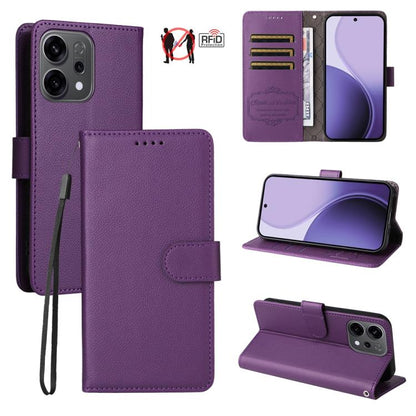 Litchi Texture RFID Blocking 3-Card Wallet Leather Phone Case, For OPPO A7 Pro Max 5G, For OPPO F33 Pro 5G, For OPPO Reno15 F 5G, For OPPO Reno15 5G Global / Reno 15c 5G, For OPPO A6 4G / 5G / A6x 5G Global, For OPPO Find X9                            ...