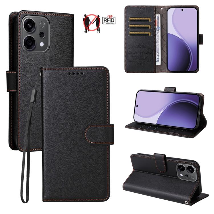 Litchi Texture RFID Blocking 3-Card Wallet Leather Phone Case, For OPPO A7 Pro Max 5G, For OPPO F33 Pro 5G, For OPPO Reno15 F 5G, For OPPO Reno15 5G Global / Reno 15c 5G, For OPPO A6 4G / 5G / A6x 5G Global, For OPPO Find X9                            ...