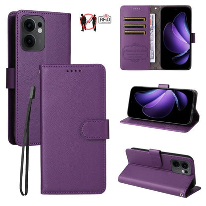 Litchi Texture RFID Blocking 3-Card Wallet Leather Phone Case, For OPPO A7 Pro Max 5G, For OPPO F33 Pro 5G, For OPPO Reno15 F 5G, For OPPO Reno15 5G Global / Reno 15c 5G, For OPPO A6 4G / 5G / A6x 5G Global, For OPPO Find X9                            ...