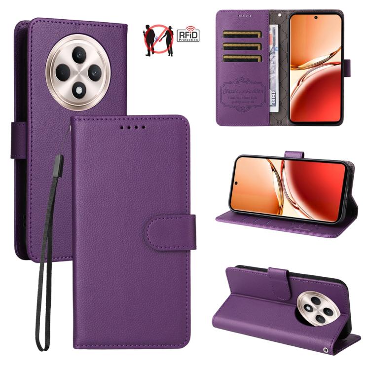 Litchi Texture RFID Blocking 3-Card Wallet Leather Phone Case, For OPPO A7 Pro Max 5G, For OPPO F33 Pro 5G, For OPPO Reno15 F 5G, For OPPO Reno15 5G Global / Reno 15c 5G, For OPPO A6 4G / 5G / A6x 5G Global, For OPPO Find X9                            ...