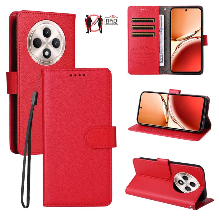 Litchi Texture RFID Blocking 3-Card Wallet Leather Phone Case, For OPPO A7 Pro Max 5G, For OPPO F33 Pro 5G, For OPPO Reno15 F 5G, For OPPO Reno15 5G Global / Reno 15c 5G, For OPPO A6 4G / 5G / A6x 5G Global, For OPPO Find X9                            ...