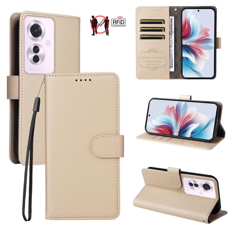 Litchi Texture RFID Blocking 3-Card Wallet Leather Phone Case, For OPPO A7 Pro Max 5G, For OPPO F33 Pro 5G, For OPPO Reno15 F 5G, For OPPO Reno15 5G Global / Reno 15c 5G, For OPPO A6 4G / 5G / A6x 5G Global, For OPPO Find X9                            ...