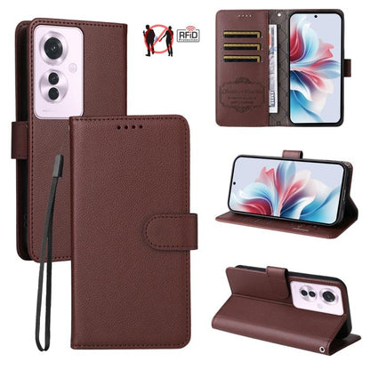 Litchi Texture RFID Blocking 3-Card Wallet Leather Phone Case, For OPPO A7 Pro Max 5G, For OPPO F33 Pro 5G, For OPPO Reno15 F 5G, For OPPO Reno15 5G Global / Reno 15c 5G, For OPPO A6 4G / 5G / A6x 5G Global, For OPPO Find X9                            ...