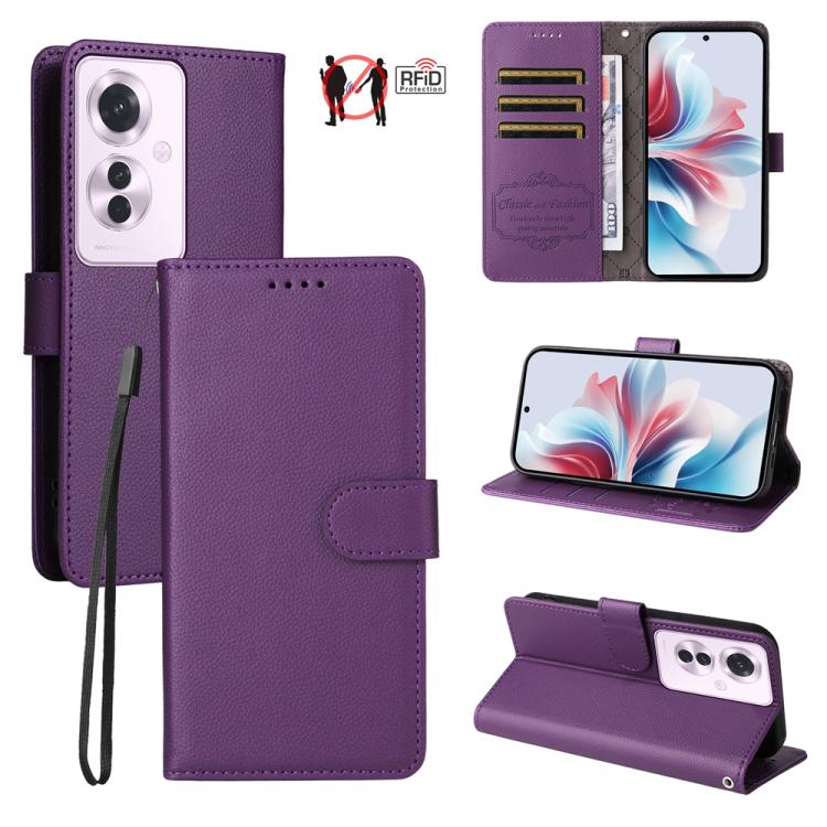 Litchi Texture RFID Blocking 3-Card Wallet Leather Phone Case, For OPPO A7 Pro Max 5G, For OPPO F33 Pro 5G, For OPPO Reno15 F 5G, For OPPO Reno15 5G Global / Reno 15c 5G, For OPPO A6 4G / 5G / A6x 5G Global, For OPPO Find X9                            ...