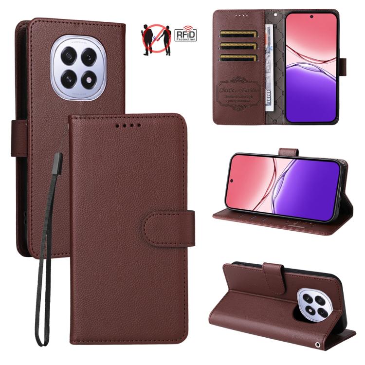 Litchi Texture RFID Blocking 3-Card Wallet Leather Phone Case, For OPPO A7 Pro Max 5G, For OPPO F33 Pro 5G, For OPPO Reno15 F 5G, For OPPO Reno15 5G Global / Reno 15c 5G, For OPPO A6 4G / 5G / A6x 5G Global, For OPPO Find X9                            ...