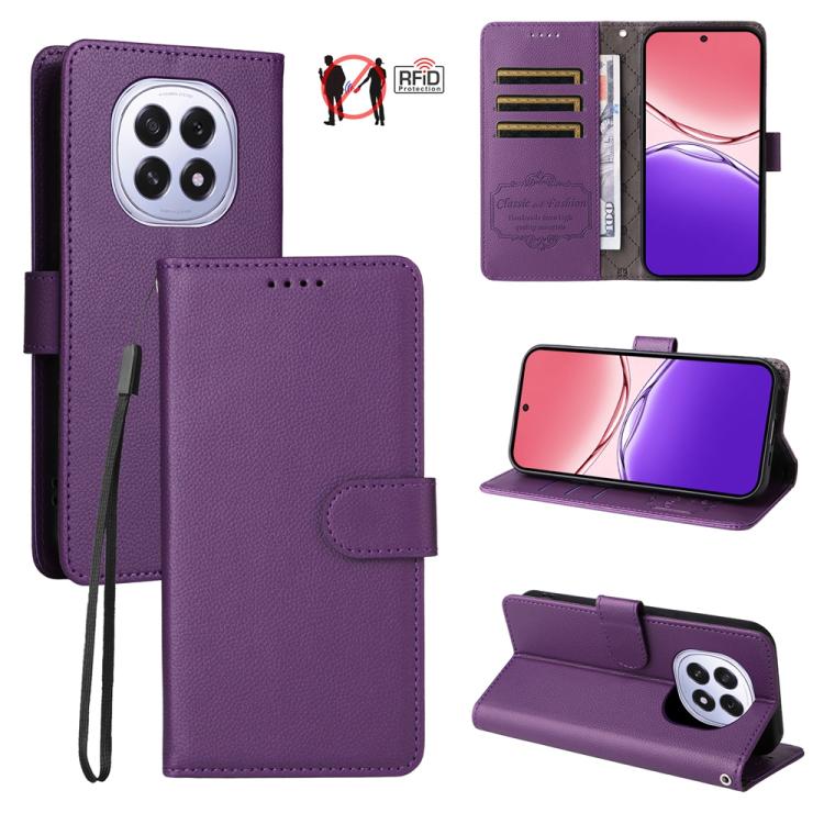 Litchi Texture RFID Blocking 3-Card Wallet Leather Phone Case, For OPPO A7 Pro Max 5G, For OPPO F33 Pro 5G, For OPPO Reno15 F 5G, For OPPO Reno15 5G Global / Reno 15c 5G, For OPPO A6 4G / 5G / A6x 5G Global, For OPPO Find X9                            ...