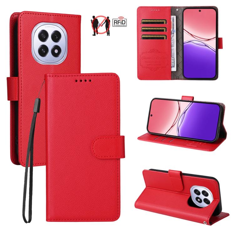 Litchi Texture RFID Blocking 3-Card Wallet Leather Phone Case, For OPPO A7 Pro Max 5G, For OPPO F33 Pro 5G, For OPPO Reno15 F 5G, For OPPO Reno15 5G Global / Reno 15c 5G, For OPPO A6 4G / 5G / A6x 5G Global, For OPPO Find X9                            ...