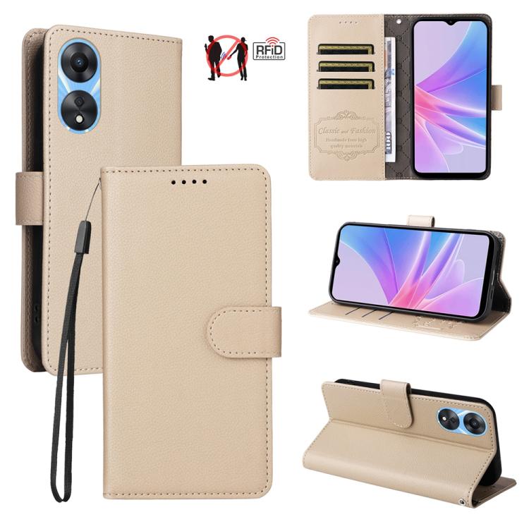Litchi Texture RFID Blocking 3-Card Wallet Leather Phone Case, For OPPO A7 Pro Max 5G, For OPPO F33 Pro 5G, For OPPO Reno15 F 5G, For OPPO Reno15 5G Global / Reno 15c 5G, For OPPO A6 4G / 5G / A6x 5G Global, For OPPO Find X9                            ...