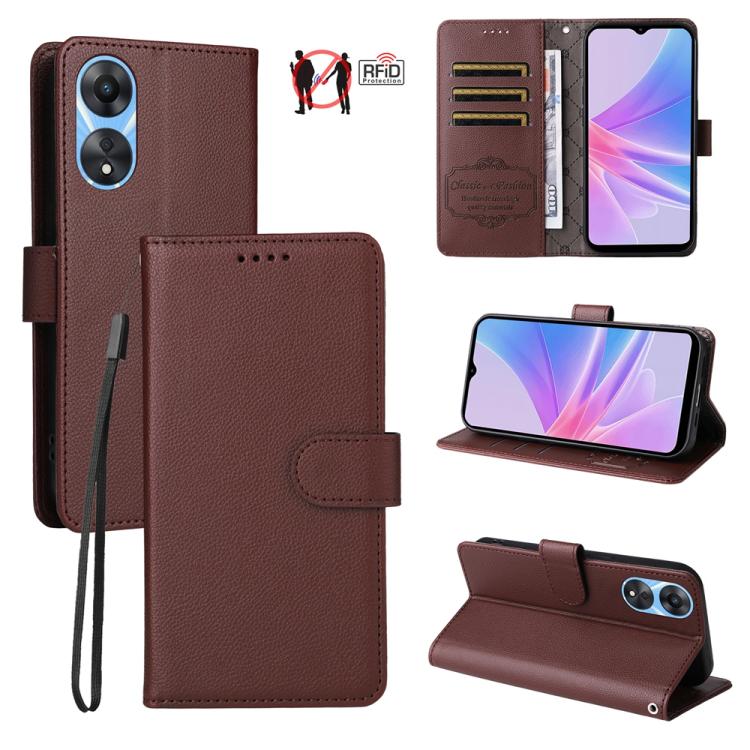 Litchi Texture RFID Blocking 3-Card Wallet Leather Phone Case, For OPPO A7 Pro Max 5G, For OPPO F33 Pro 5G, For OPPO Reno15 F 5G, For OPPO Reno15 5G Global / Reno 15c 5G, For OPPO A6 4G / 5G / A6x 5G Global, For OPPO Find X9                            ...
