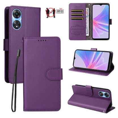 Litchi Texture RFID Blocking 3-Card Wallet Leather Phone Case, For OPPO A7 Pro Max 5G, For OPPO F33 Pro 5G, For OPPO Reno15 F 5G, For OPPO Reno15 5G Global / Reno 15c 5G, For OPPO A6 4G / 5G / A6x 5G Global, For OPPO Find X9                            ...