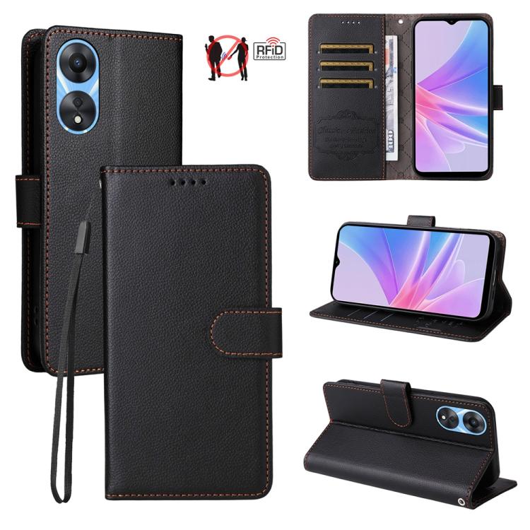 Litchi Texture RFID Blocking 3-Card Wallet Leather Phone Case, For OPPO A7 Pro Max 5G, For OPPO F33 Pro 5G, For OPPO Reno15 F 5G, For OPPO Reno15 5G Global / Reno 15c 5G, For OPPO A6 4G / 5G / A6x 5G Global, For OPPO Find X9                            ...