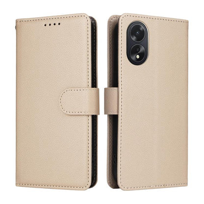 Beige leather wallet phone case with folio cover and built-in card holder flap