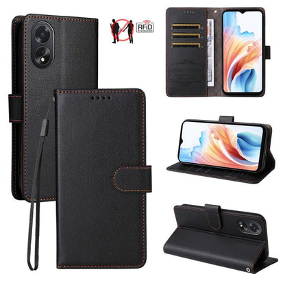 Textured RFID wallet phone case in black, with card slots and folio stand