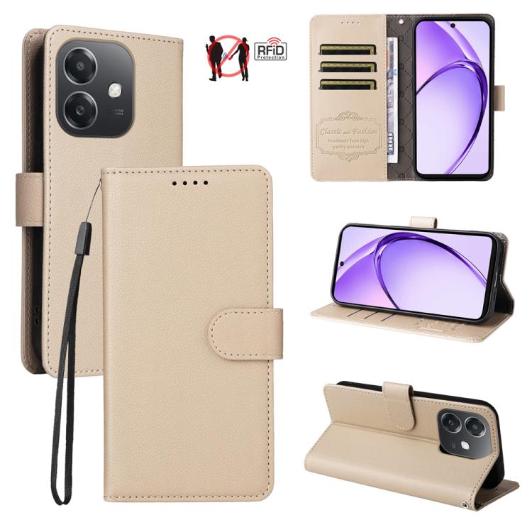 Litchi Texture RFID Blocking 3-Card Wallet Leather Phone Case, For OPPO A7 Pro Max 5G, For OPPO F33 Pro 5G, For OPPO Reno15 F 5G, For OPPO Reno15 5G Global / Reno 15c 5G, For OPPO A6 4G / 5G / A6x 5G Global, For OPPO Find X9                            ...